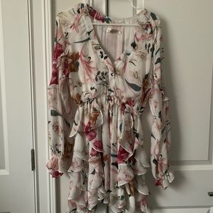 Floral ruffle mini dress